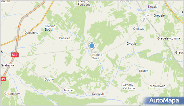 mapa Krasna Wieś, Krasna Wieś na mapie Targeo